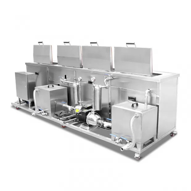 38L-1500L 4 Tank Heavy-Duty Ultrasonic Cleaner for Industrial Parts with Filtration Rinsing Spraying Drying