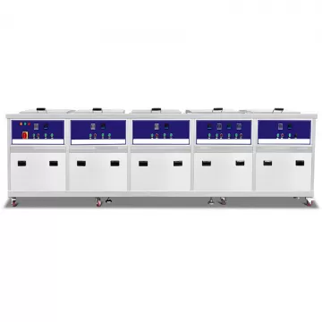 38L-800L 5-Tank Automatic Ultrasonic Cleaning Machine with PLC Control and Filtration Rinsing Spraying Drying Bubbling