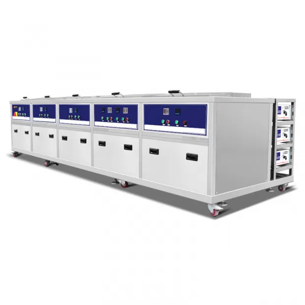 38L-800L 5-Tank Automatic Ultrasonic Cleaning Machine with PLC Control and Filtration Rinsing Spraying Drying Bubbling